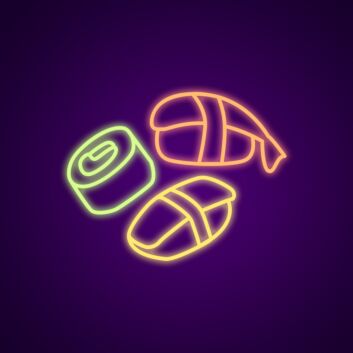 Sushi Roll and Nigiri Trio LED Neon Sign