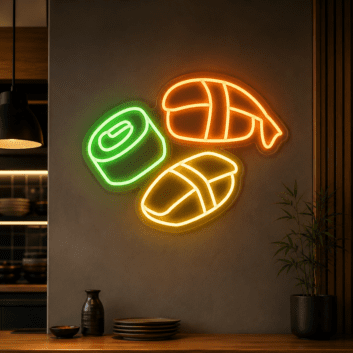 Sushi Roll and Nigiri Trio LED Neon Sign