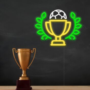 Soccer Trophy and Laurel LED Neon Sign
