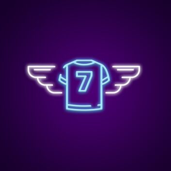 Winged Number 7 Jersey LED Neon Sign