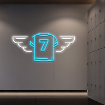 Winged Number 7 Jersey LED Neon Sign