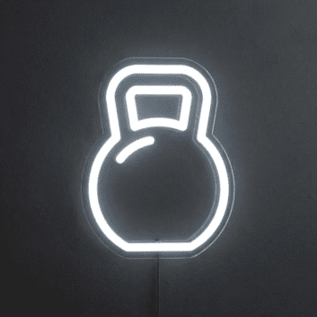 Kettlebell Outline LED Neon Sign for Gyms and Fitness Studios