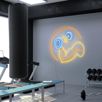 Flexing Arm with Dumbbell LED Neon Sign