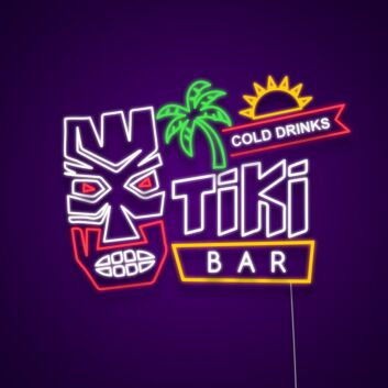 Tiki Bar with Palm Tree LED Neon Sign