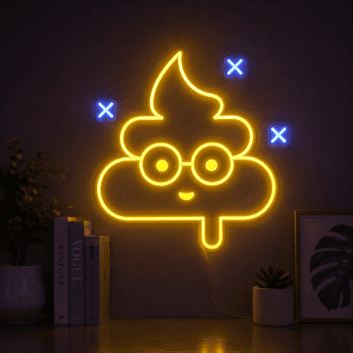 Poop Emoji with Round Glasses LED Neon Sign