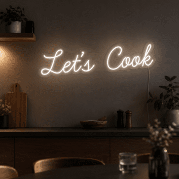 Lets Cook Neon Sign Ideal for kitchens and cooking enthusiasts