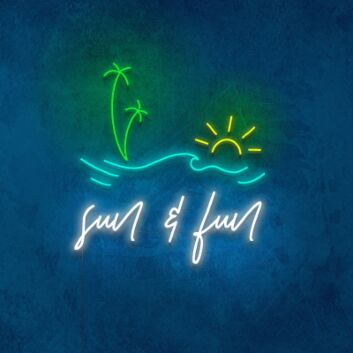 Sun &amp; Fun Tropical Scene LED Neon Sign