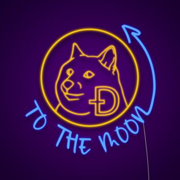Doge To The Moon Sign Neon Sign Celebrate cryptocurrency with this fun sign