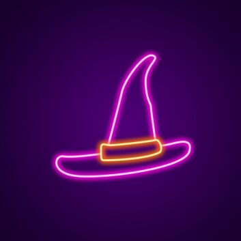 Witch Hat with Orange Buckle LED Neon Sign