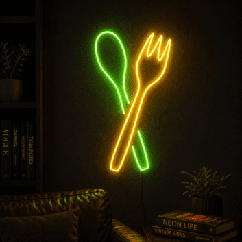 Spoon And Fork Neon Sign Great for kitchens and dining areas