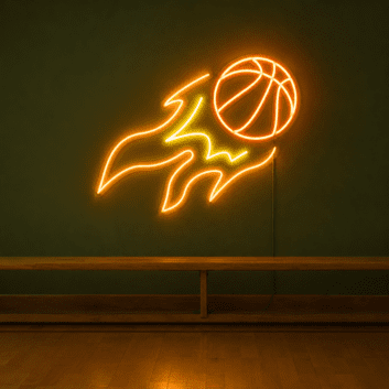 Flaming Basketball LED Neon Sign