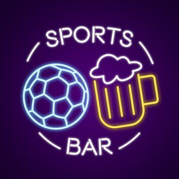 Sports Bar with Soccer Ball and Beer Mug LED Neon Sign
