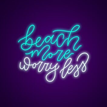 Beach More Worry Less Neon Sign Perfect for coastal and beach-themed decor