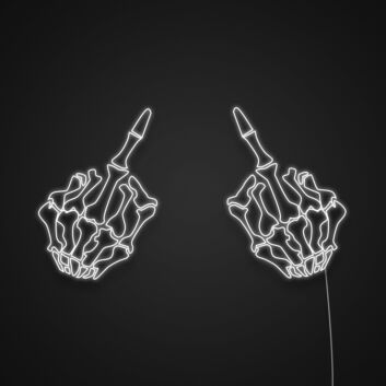 Two Skeleton Middle Finger Hands LED Neon Sign
