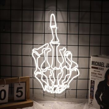 Skeleton Middle Finger Neon Sign Add an edgy, rebellious touch
