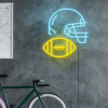 American Football Helmet and Ball LED Neon Sign