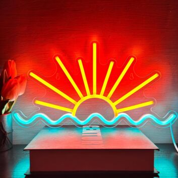 Golden Sun and Ice Blue Ocean Neon Sign Bedroom Living Room Business