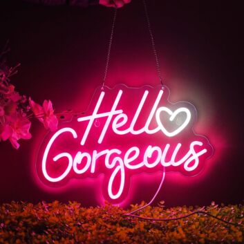 Hello Gorgeous with Heart LED Neon Sign