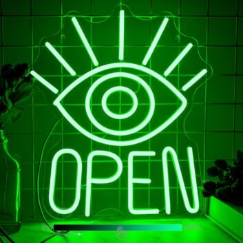 Green OPEN Eye LED Neon Sign