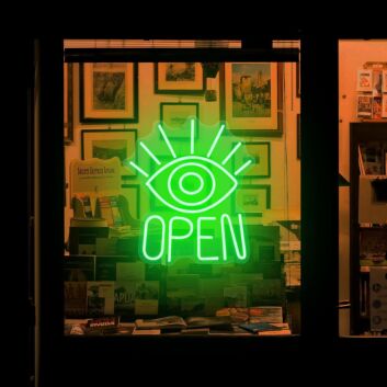 Green Open Eyes Neon Sign Teen Dorm Room Art