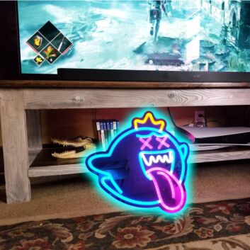 Crowned Ghost with X Eyes LED Neon Sign