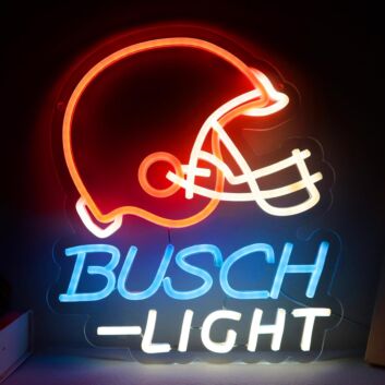 Orange Baseball Cap Busch Light Neon Sign Sports Bar
