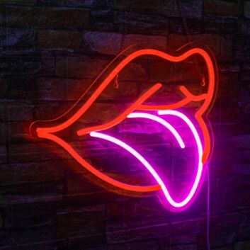 Red Lips Bedroom Wall Mounted Neon Sign Bold Accent
