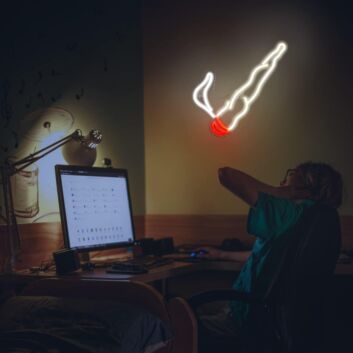 Abstract Red and White Upright Outline LED Neon Sign