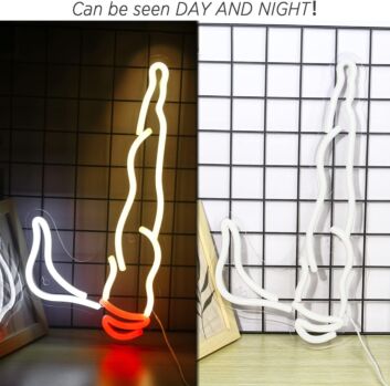 Abstract Red and White Upright Outline LED Neon Sign