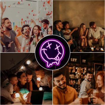 Smiley Face Deep Pink Neon Sign Bedroom Happy Vibes