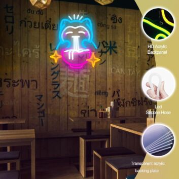 Snorlax Eating Ramen Neon Sign Anime Kids Room