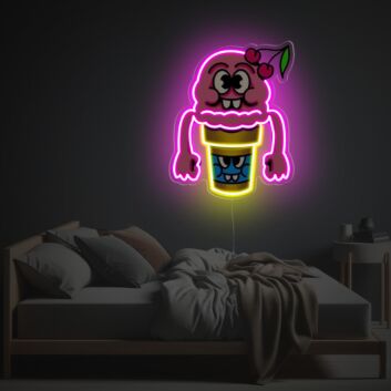 The term "Happy Ice Cream Guy LED Neon Acrylic Artwork" is already in English.