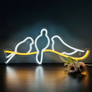 Three Birds on a Branch LED Neon Sign