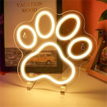 Brighten Up Your Space: Aslanka Dog Paw LED Neon Sign for Home Decor, Bars, and Pet Boutiques.