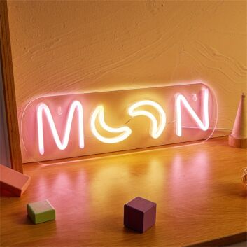 MOON Lettering LED Neon Sign with Crescent-Shaped O’s