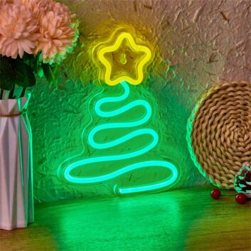 Spiral Christmas Tree with Star LED Neon Sign