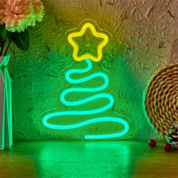 Spiral Christmas Tree with Star LED Neon Sign
