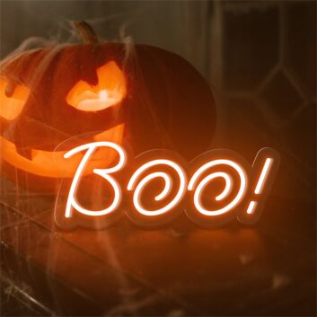 Brighten Up Your Halloween Festivities with the Boo Word Halloween LED Neon Sign for Home, Office, or Bar Decor.