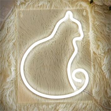 Sitting Cat with Curled Tail LED Neon Sign