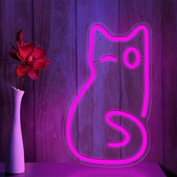 Winking Cat Outline LED Neon Sign
