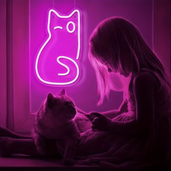 Winking Cat Outline LED Neon Sign