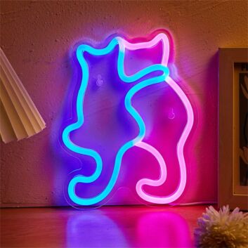 Two Cats Outline LED Neon Sign
