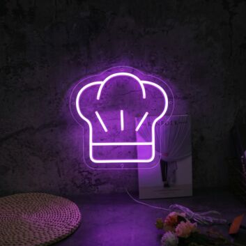 Brighten Up Your Kitchen, Restaurant, or Culinary Event with the Chef Hat LED Neon Sign.