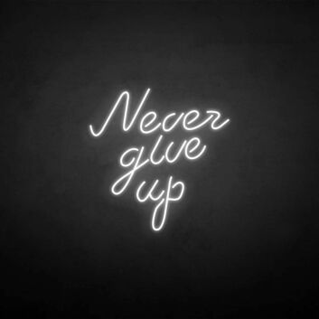 never give up neon sign