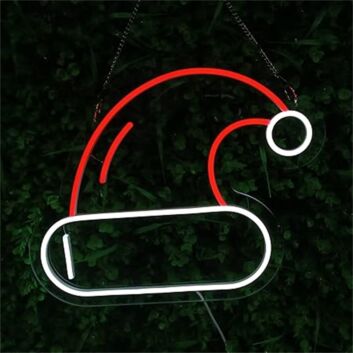 Santa Hat with Side Pompom LED Neon Sign