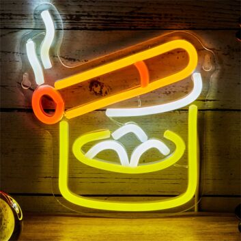 Cigar and Rocks Glass LED Neon Sign