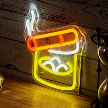 Cigar and Rocks Glass LED Neon Sign