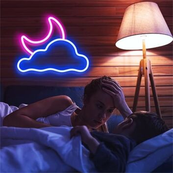Brighten Up Your Nights: Cloud And Moon LED Neon Sign for Magical Home Decor and Dreamy Events