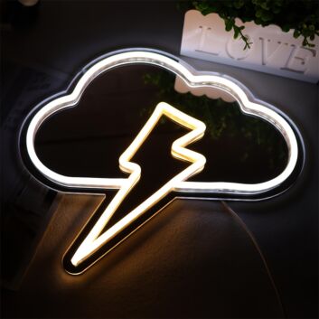 Brighten Up Your Space: Cloud Lightning Mirror LED Neon Sign for Home Decor, Office Ambiance, and Vibrant Party Settings