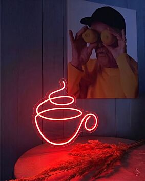 Brighten Up Your Café or Kitchen with the Coffee LED Neon Sign Sketch and Etch Us - Perfect for Home Decor or Coffee Shops.